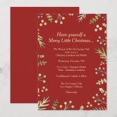 Uitnodiging voor Kerstfeest met rode en gouden hul (Voorkant / Achterkant)