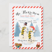 Uitnodiging voor kerstfeest met sneeuwman (Voorkant)