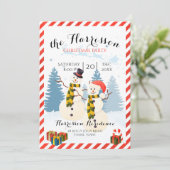 Uitnodiging voor kerstfeest met sneeuwman (Staand voorkant)