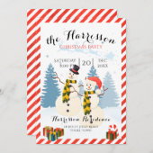 Uitnodiging voor kerstfeest met sneeuwman (Voorkant / Achterkant)