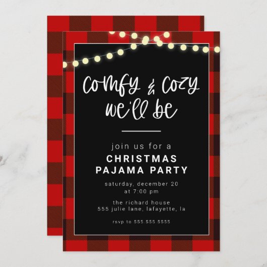 Uitnodiging voor kerstfeest Pajama (Voorkant / Achterkant)