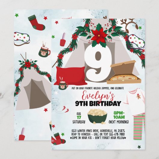 Uitnodiging voor kerstfeest Pajama (Voorkant / Achterkant)