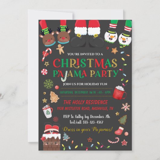 Uitnodiging voor kerstfeest Pajama Slumber (Voorkant)