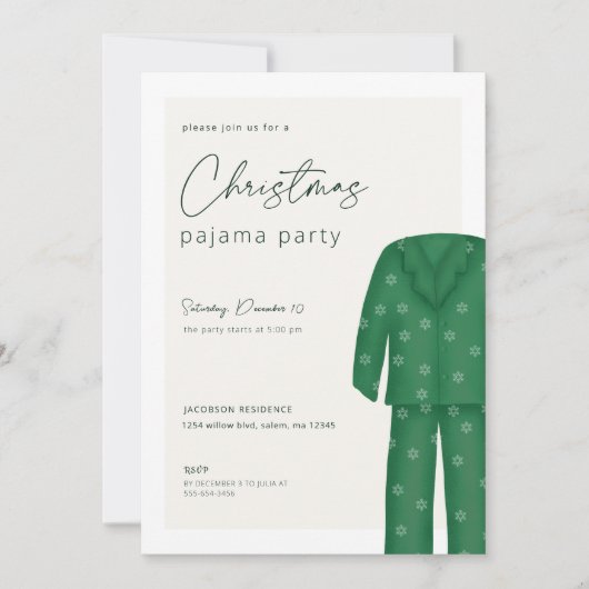 Uitnodiging voor kerstfeest Pajama | Vrijdag (Voorkant)