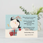 Uitnodiging voor kerstfeest-Penguin (Staand voorkant)