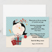 Uitnodiging voor kerstfeest-Penguin (Voorkant / Achterkant)