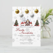 Uitnodiging voor kerstfeest Posada Navideña (Staand voorkant)