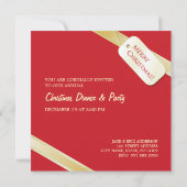 Uitnodiging voor kerstfeest Red Golden Bow (Achterkant)