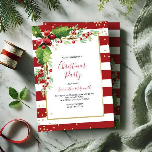 Uitnodiging voor kerstfeest - Red Stripes