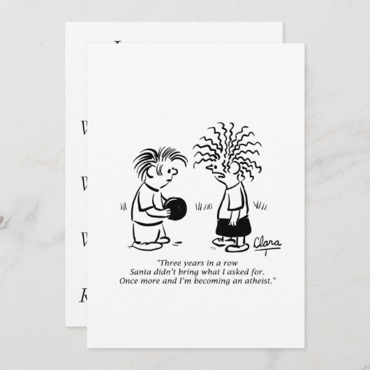 Uitnodiging voor kerstfeest - Santa en kinder (Voorkant / Achterkant)