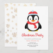 Uitnodiging voor kerstfeest | Schattigee pinguïn (Voorkant / Achterkant)