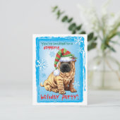 Uitnodiging voor kerstfeest Shar-Pei-feestdag (Staand voorkant)