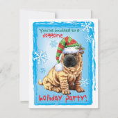 Uitnodiging voor kerstfeest Shar-Pei-feestdag (Voorkant)