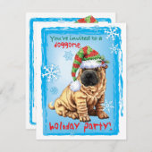 Uitnodiging voor kerstfeest Shar-Pei-feestdag (Voorkant / Achterkant)