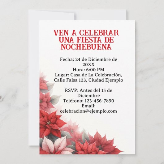 Uitnodiging voor Kerstfeest Spanish (Voorkant)