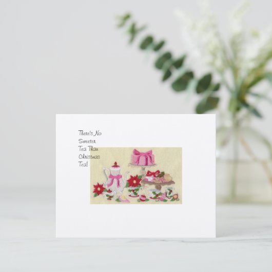 Uitnodiging voor kerstfeest Tea Party (Staand voorkant)