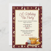 Uitnodiging voor kerstfeest Tea Party (Voorkant)