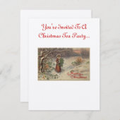 Uitnodiging voor kerstfeest Tea Party (Voorkant / Achterkant)