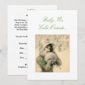 Uitnodiging voor kerstfeest Tea Party (Voorkant / Achterkant)