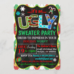 Uitnodiging voor kerstfeest Ugly Sweater Party