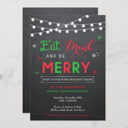 Uitnodiging voor kerstfeest / uitnodiging voor fee (Voorkant / Achterkant)