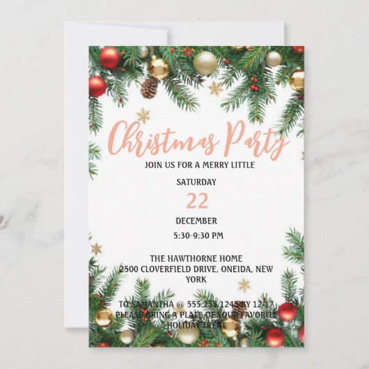 Uitnodiging voor kerstfeest, uitnodiging voor fees (Voorkant)