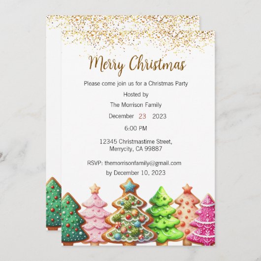 Uitnodiging voor kerstfeest, Uitnodiging voor Kers (Voorkant / Achterkant)