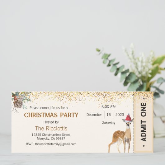 Uitnodiging voor kerstfeest, Uitnodiging voor Kers (Staand voorkant)