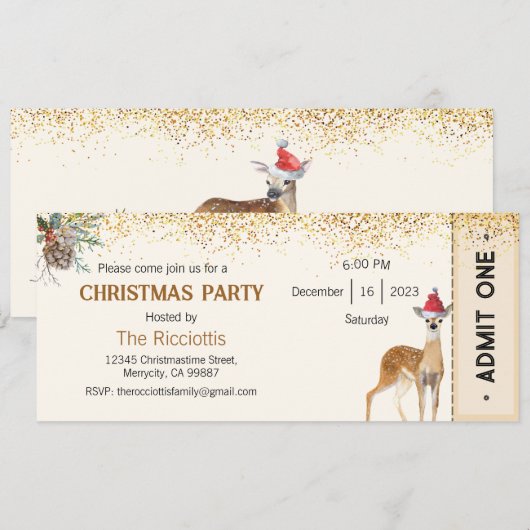 Uitnodiging voor kerstfeest, Uitnodiging voor Kers (Voorkant / Achterkant)