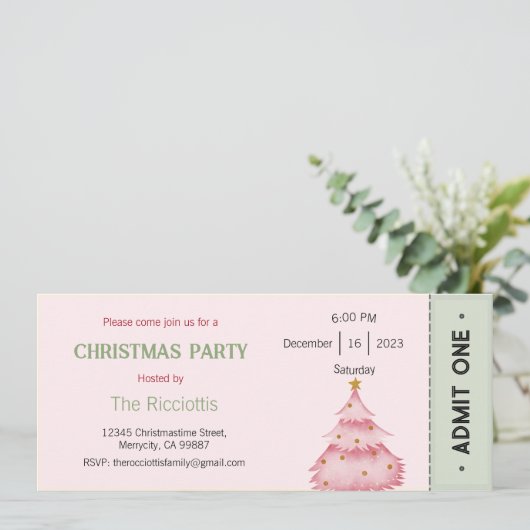 Uitnodiging voor kerstfeest, Uitnodiging voor Kers (Staand voorkant)