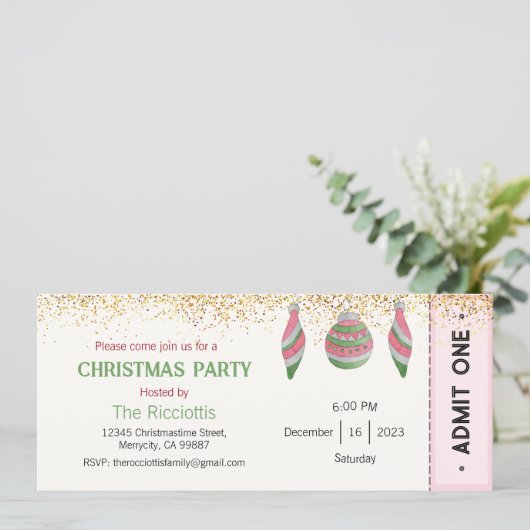 Uitnodiging voor kerstfeest, Uitnodiging voor Kers (Staand voorkant)