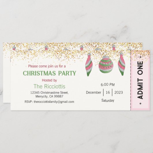 Uitnodiging voor kerstfeest, Uitnodiging voor Kers (Voorkant / Achterkant)