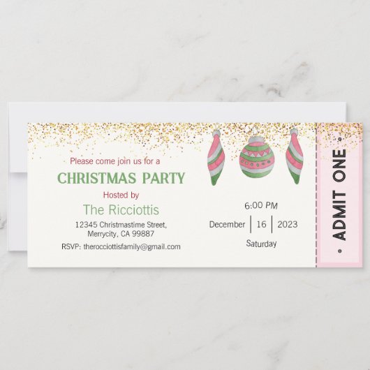 Uitnodiging voor kerstfeest, Uitnodiging voor Kers (Voorkant)