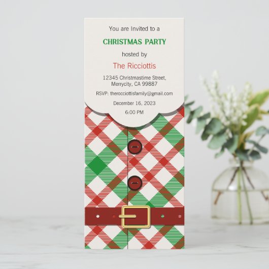 Uitnodiging voor kerstfeest, Uitnodiging voor Kers (Staand voorkant)