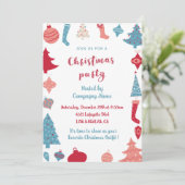 Uitnodiging voor Kerstfeest van het Bedrijf Roze e (Staand voorkant)