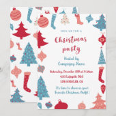 Uitnodiging voor Kerstfeest van het Bedrijf Roze e (Voorkant / Achterkant)
