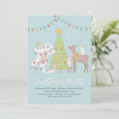Uitnodiging voor kerstfeest | versieringsboom (Staand voorkant)