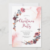 Uitnodiging voor kerstfeest | Winterbloemenkrans (Voorkant)