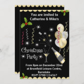 Uitnodiging voor kerstfeest - Zwart & Goud (Voorkant / Achterkant)