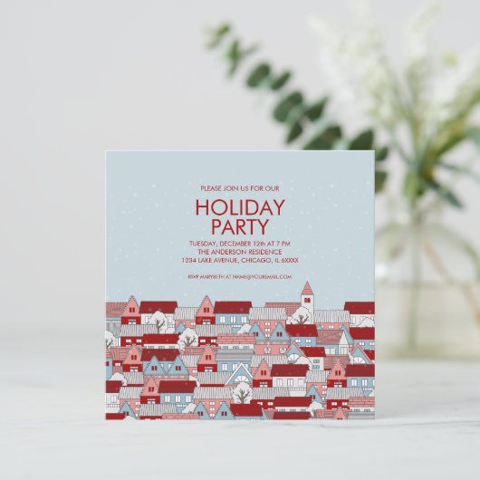 Uitnodiging voor kerstfeestdag (Staand voorkant)