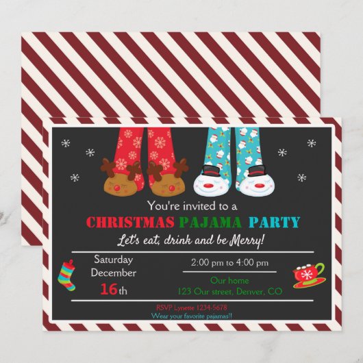 Uitnodiging voor kerstfeestdag (Voorkant / Achterkant)