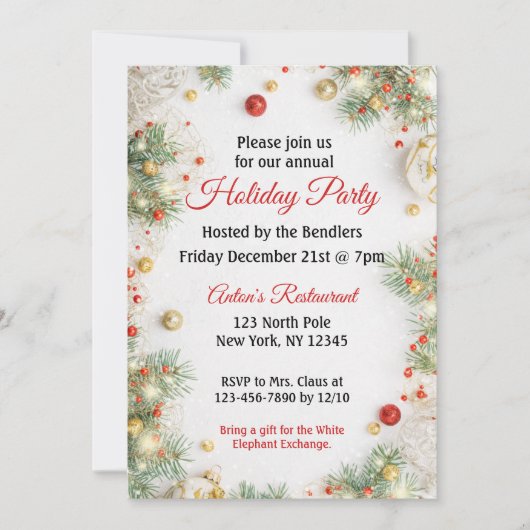 Uitnodiging voor kerstfeestdag (Voorkant)
