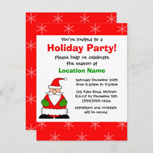 Uitnodiging voor kerstfeestdag (Voorkant / Achterkant)