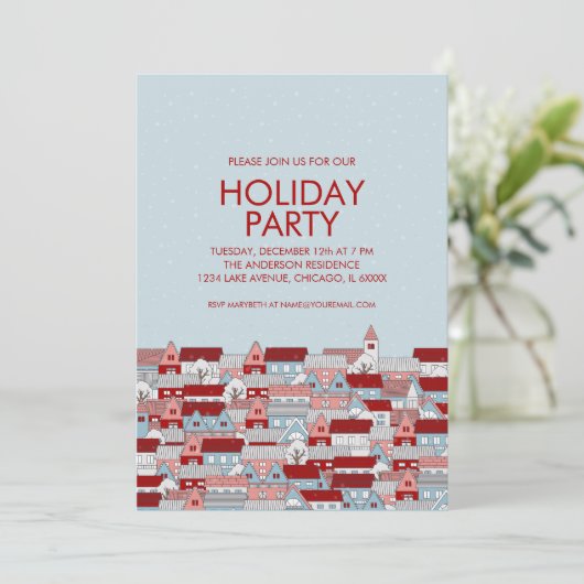 Uitnodiging voor kerstfeestdag (Staand voorkant)