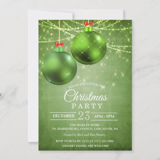 Uitnodiging voor kerstfeestdag Bauble (Voorkant)