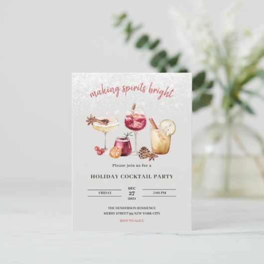 Uitnodiging voor kerstfeestdag Cocktail Party (Staand voorkant)
