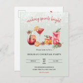 Uitnodiging voor kerstfeestdag Cocktail Party (Voorkant / Achterkant)