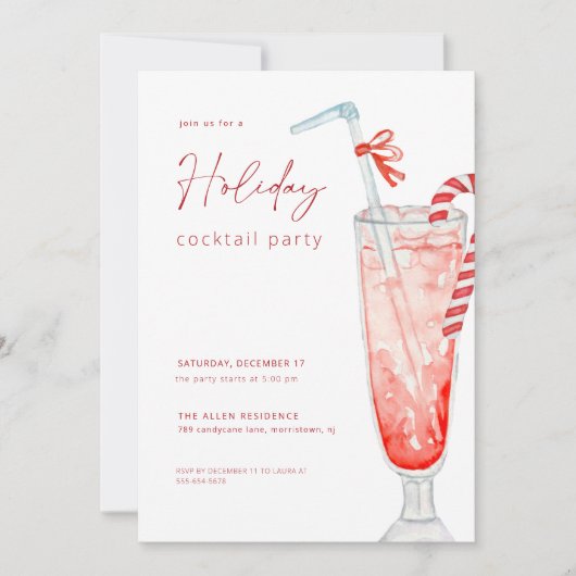 Uitnodiging voor kerstfeestdag Cocktail Party (Voorkant)