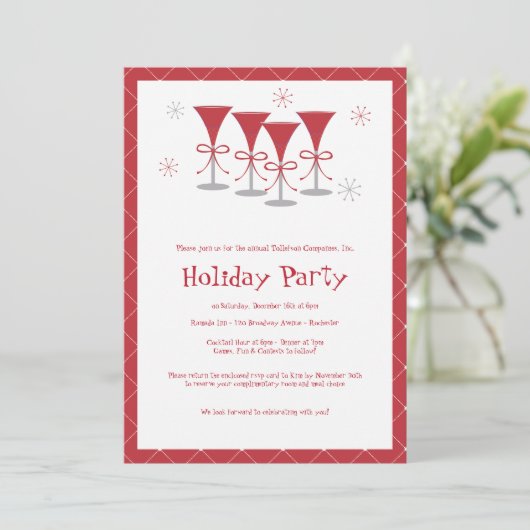 Uitnodiging voor kerstfeestdag Cocktail Party (Staand voorkant)