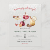 Uitnodiging voor kerstfeestdag Cocktail Party Briefkaart (Voorkant)
